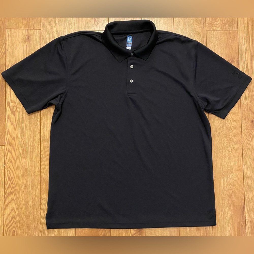 PGA Tour Black Polo Shirt Men's XL, Like New Condition, Logo on Left Sleeve